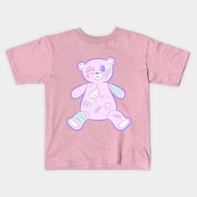 Pastel Goth Sad Bear Kids T-Shirt by AtomicBullfrog